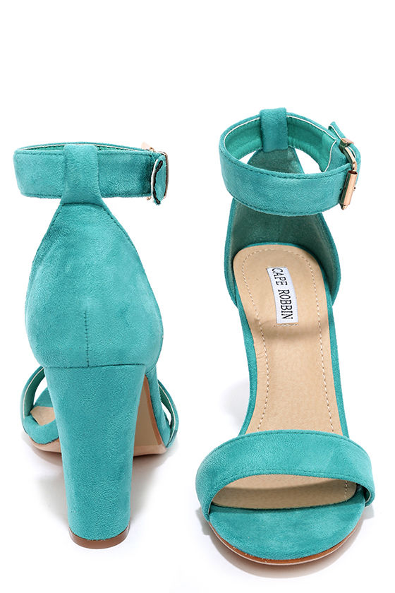 turquoise block heel shoes