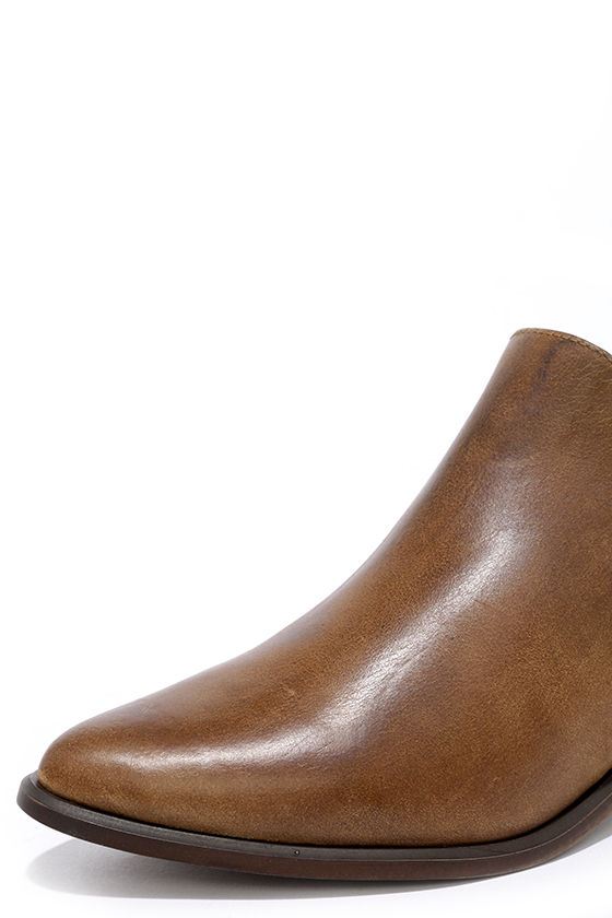 cognac leather bootie