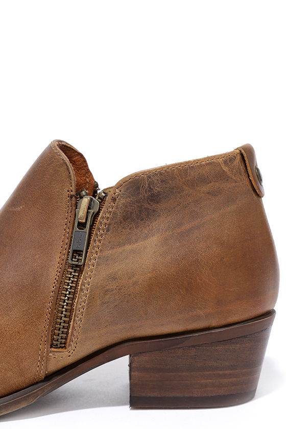 cognac leather bootie