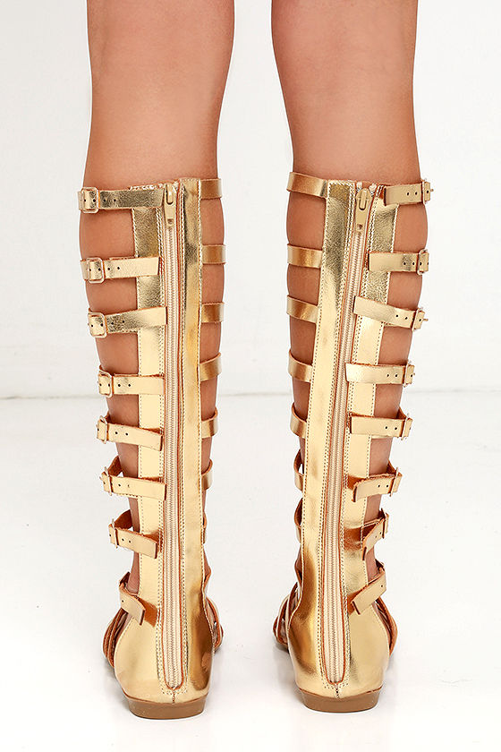 long gold gladiator sandals
