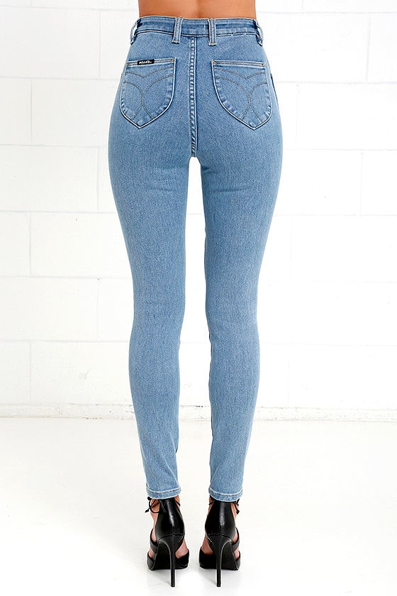 Rollas Eastcoast Ankle Skinny Jeans Light Wash Denim HighWaisted