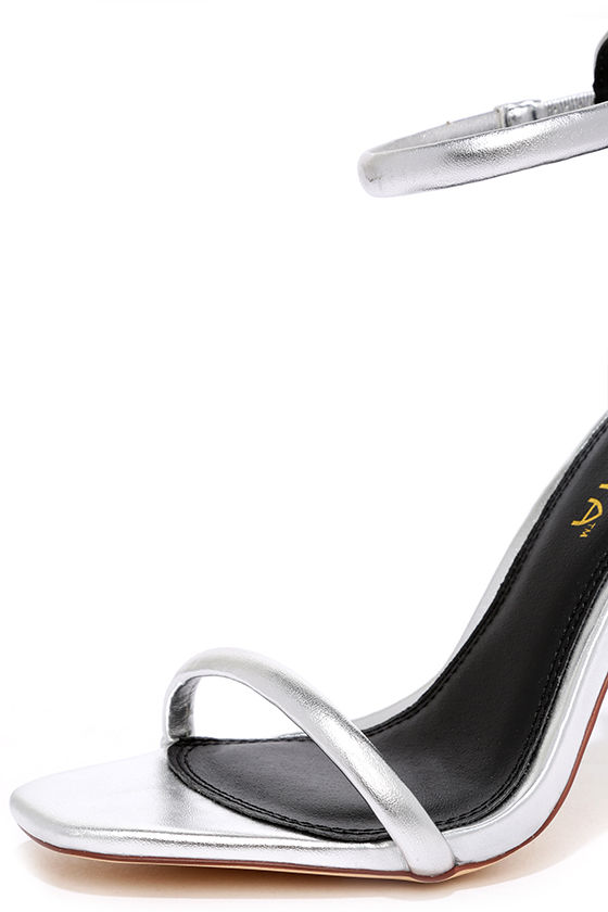 silver ankle strap low heels
