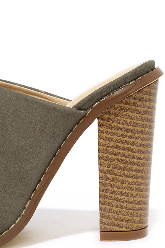 grey leather mules