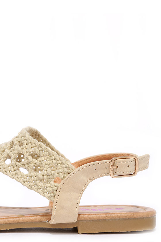 Cute Beige Sandals - Crochet Sandals - Thong Sandals - $18.00