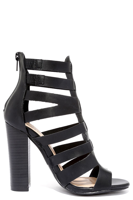 leather caged heels