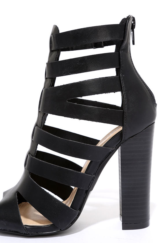 leather caged heels
