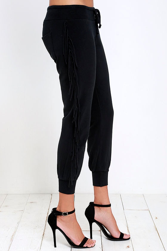 fringe jogger pants