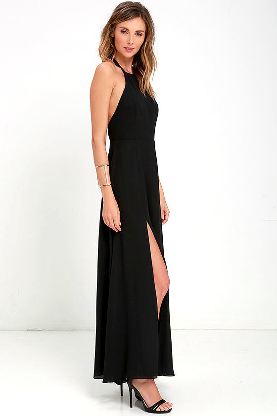 X Naven Twins High Times Dress - Black Maxi Dress - Halter Dress - $215.00
