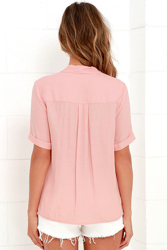 Blush Pink Top Short Sleeve Top Pink Blouse 42.00