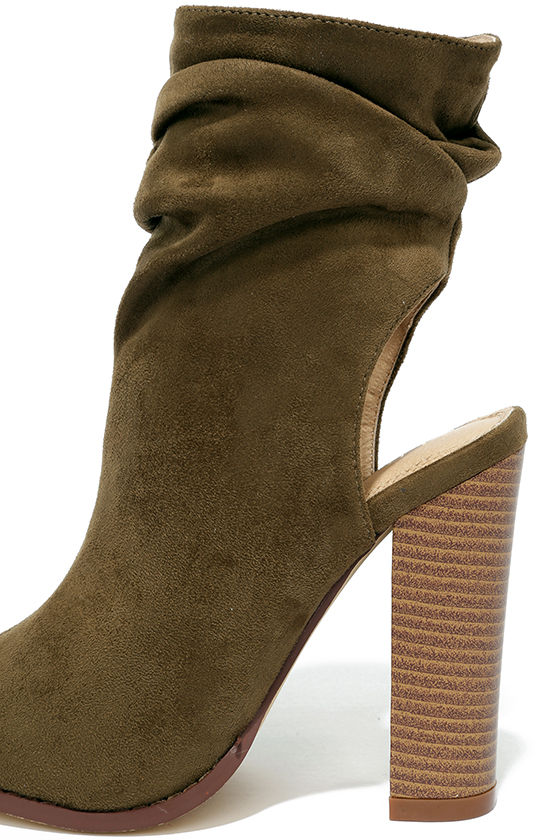 olive green flat booties