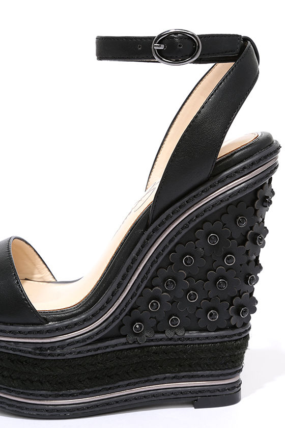 Jessica Simpson Ameka Black Wedges Embellished Wedges 129.00