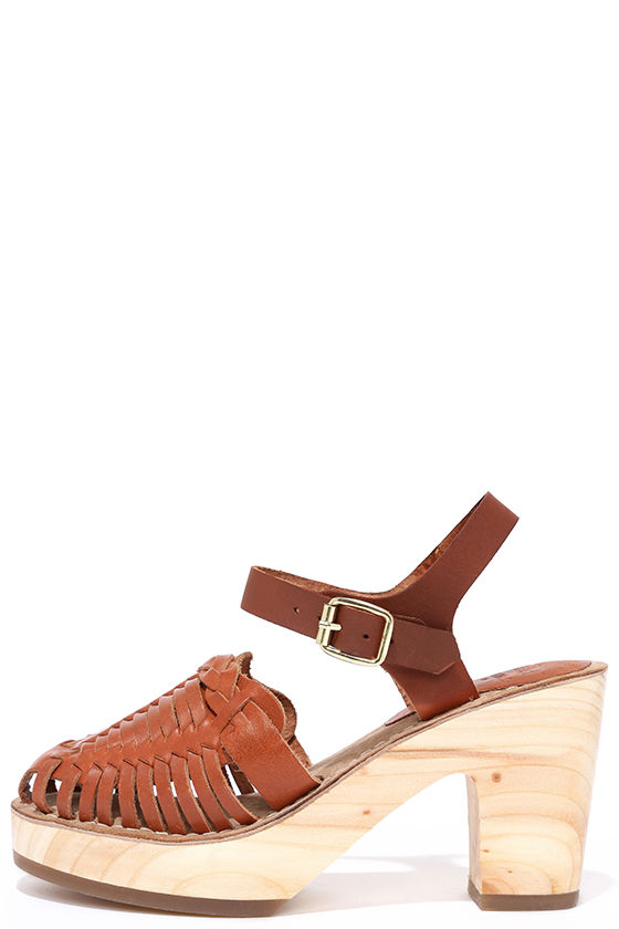 Cute Tan Clogs - Leather Clogs - Heeled Sandals - $97.00