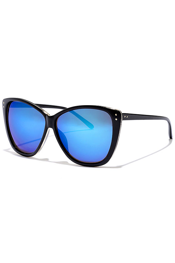 Mirrored Sunglasses Black and Blue Sunglasses 19.00