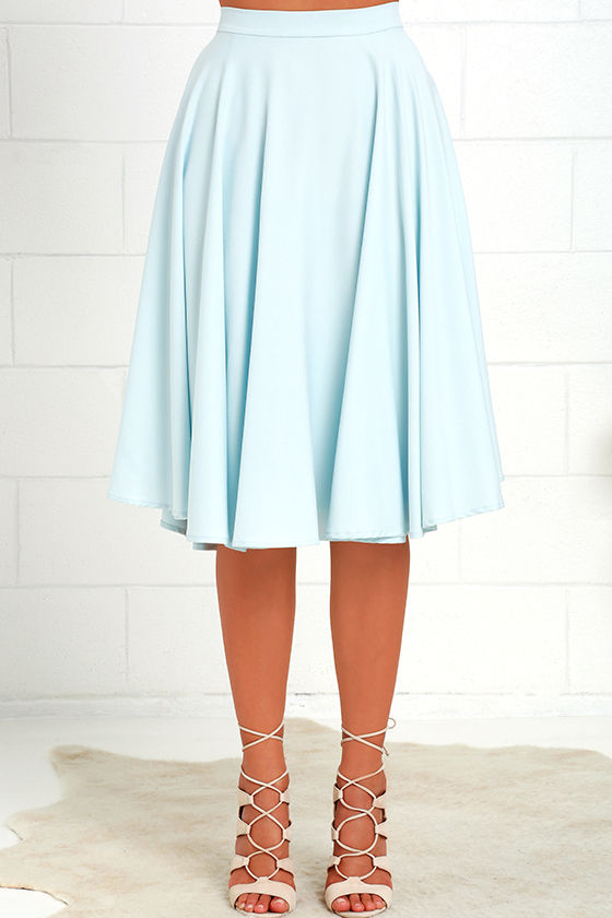 Lovely Light Blue Skirt HighWaisted Skirt Midi Skirt 45.00
