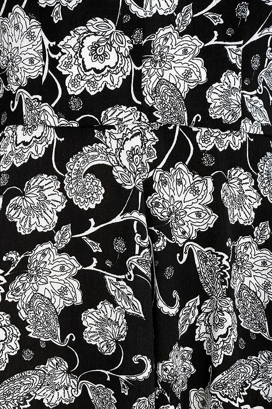 Floral Print Romper Black and White Romper LaceUp Romper 48.00