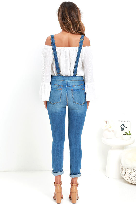 Medium Wash Overalls HighWaisted Overalls Denim Overalls 84.00
