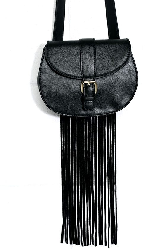 Boho Black Belt Bag Fringe Belt Bag Crossbody Purse 32.00