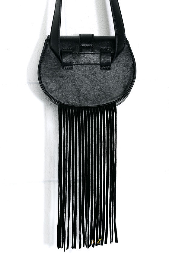 Boho Black Belt Bag Fringe Belt Bag Crossbody Purse 32.00