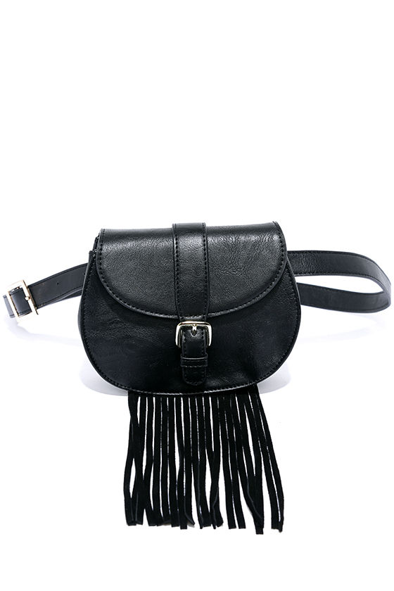 Boho Black Belt Bag Fringe Belt Bag Crossbody Purse 32.00