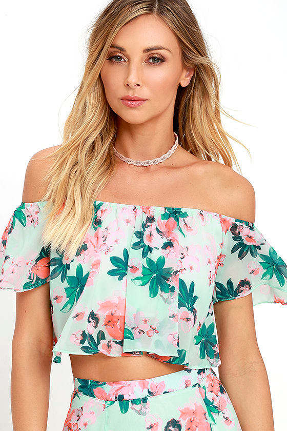 Floral Print TwoPiece Dress TwoPiece Maxi Dress Mint TwoPiece