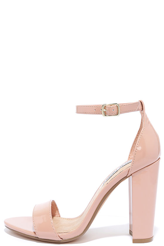 blush suede ankle strap heels