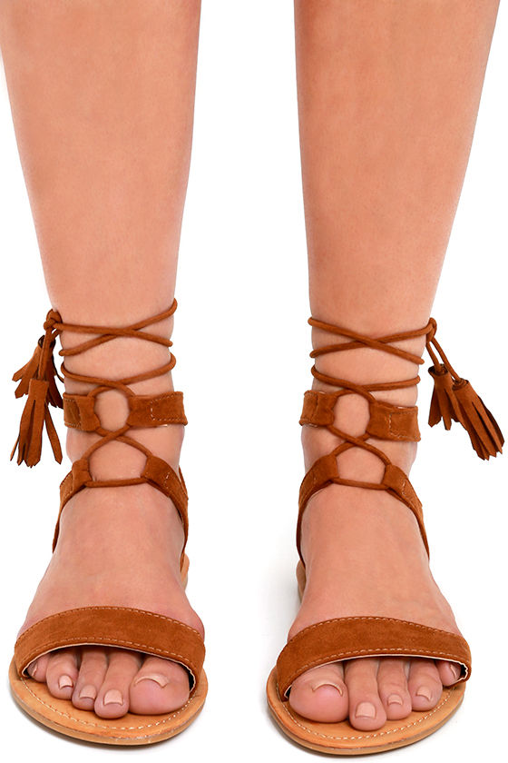 suede lace up sandals flat