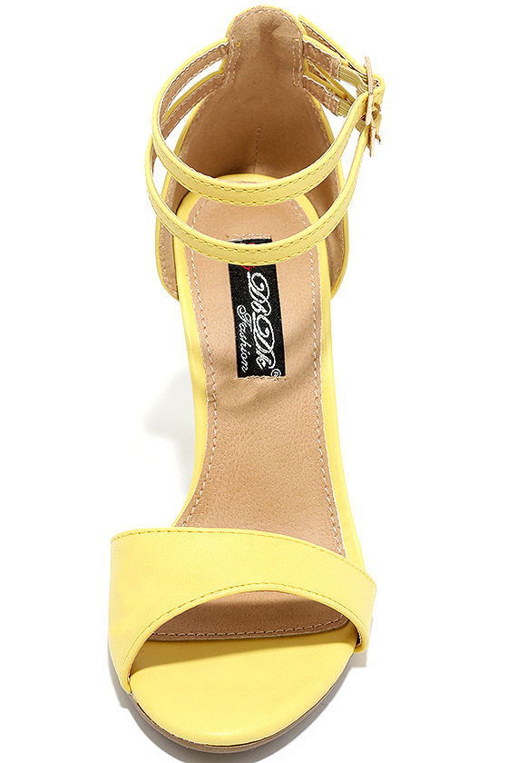 Pretty Yellow Ankle Strap Heels Stiletto Heels