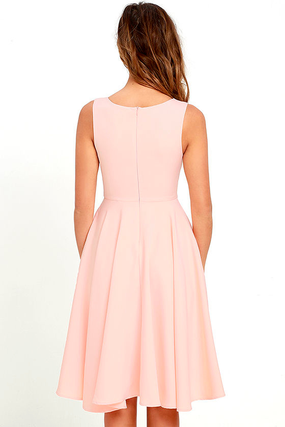 Lovely Peach Dress Midi Dress Sleeveless Dress 59.00