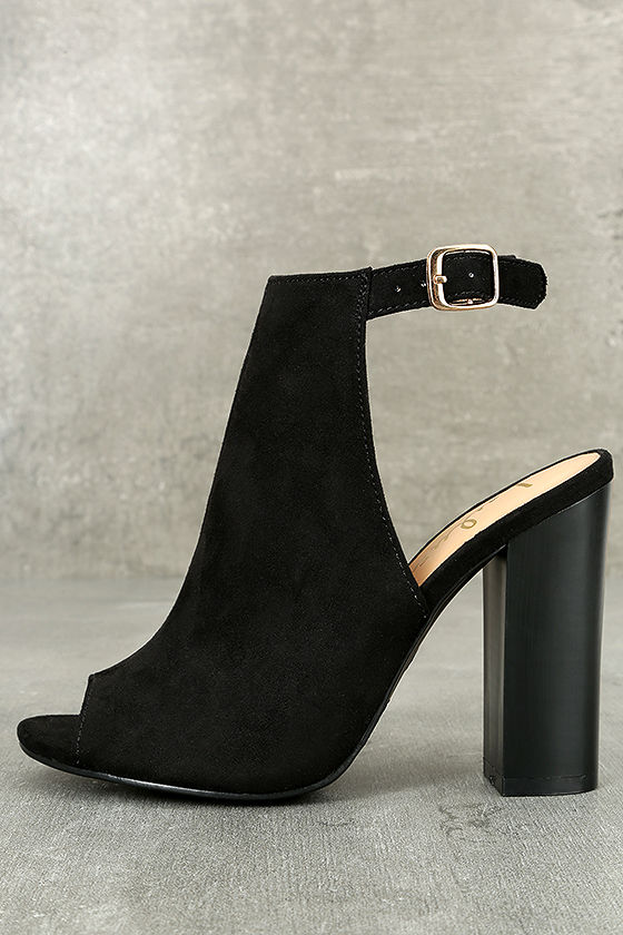 black heels open toe booties
