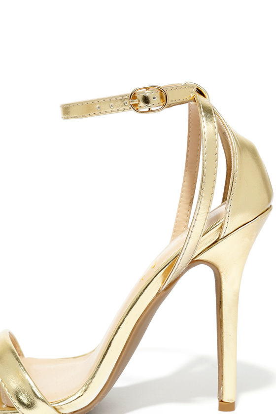 ankle strap gold heels