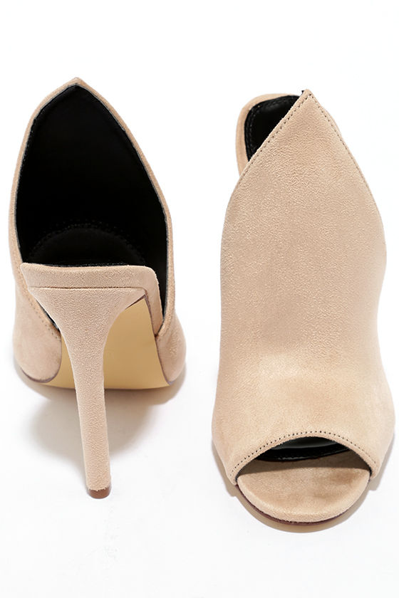 suede nude mules