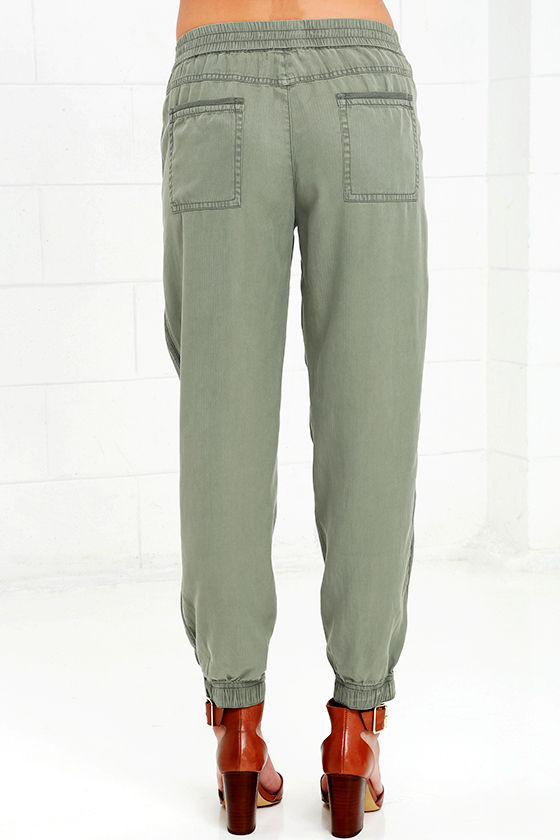 On the Road Aniston - Olive Green Pants - Jogger Pants - $87.00