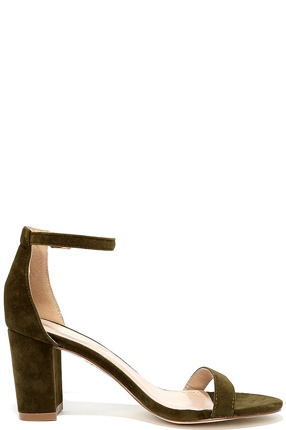 olive green heels with straps