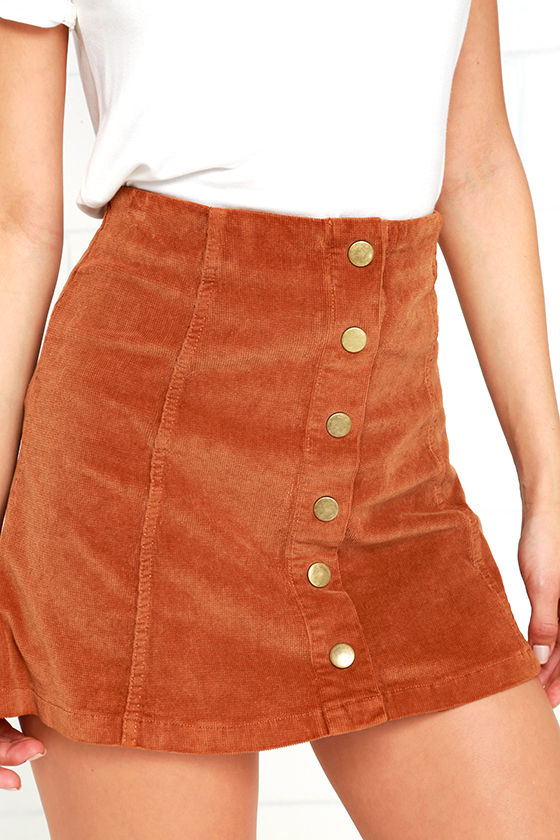 White Crow Austin Skirt - Brown Skirt - Corduroy Skirt - $55.00