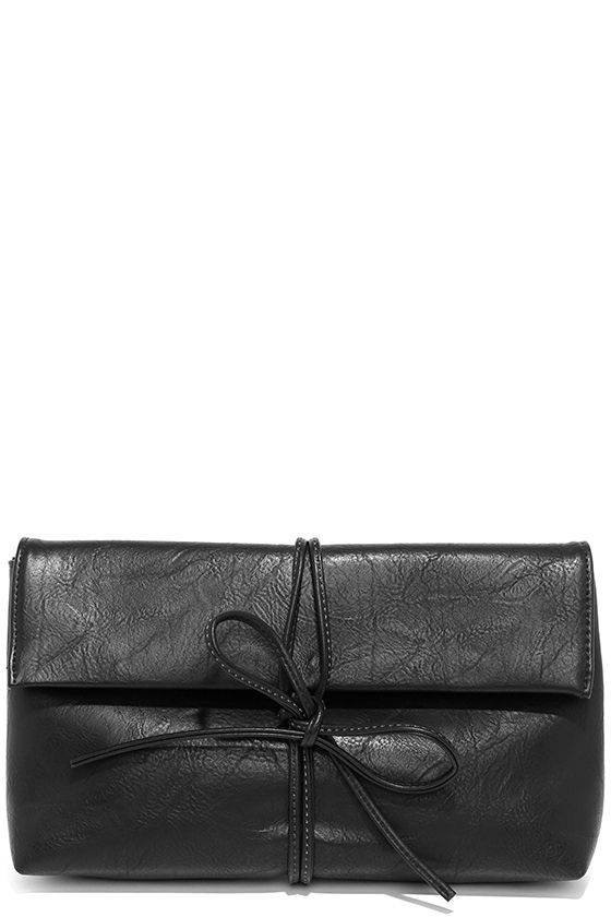 Chic Black Clutch - Tying Clutch - $34.00