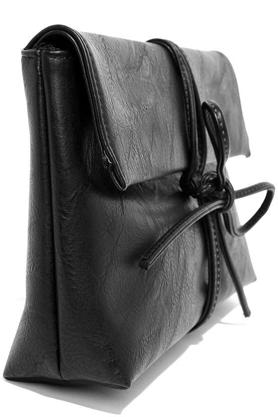 Chic Black Clutch - Tying Clutch - $34.00