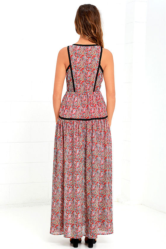 Katriel Maxi Dress in Pink Paisley