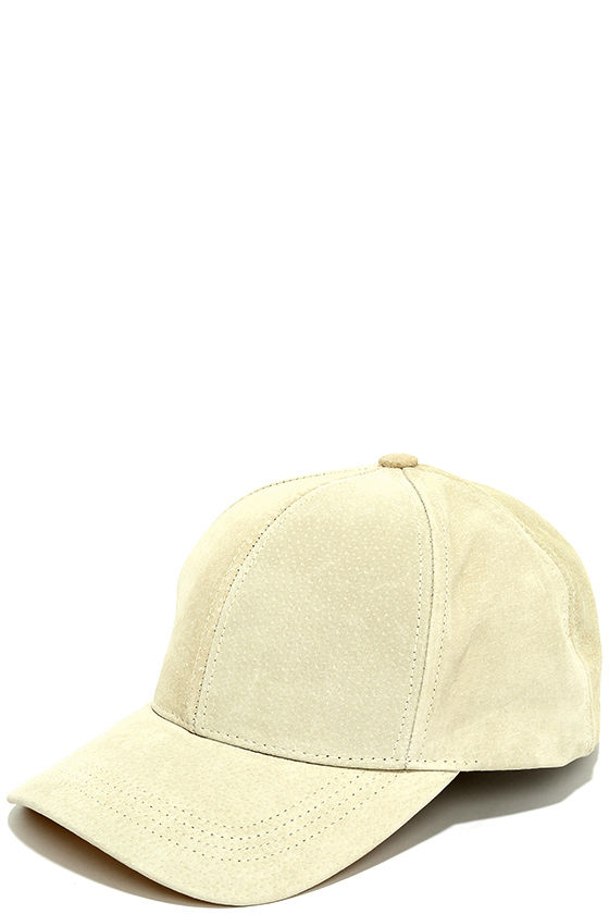 Chic Cream Baseball Cap Genuine Suede Baseball Cap Ball Cap 30.00