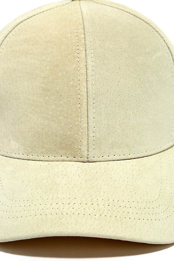 Chic Cream Baseball Cap Genuine Suede Baseball Cap Ball Cap 30.00