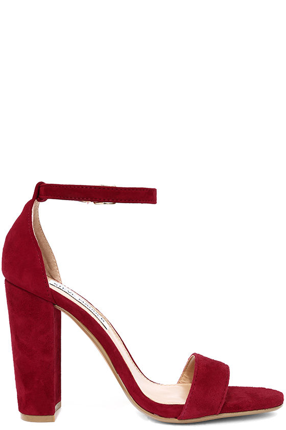 Cute Dark Red Heels - Suede Heels - Ankle Strap Heels - $89.00