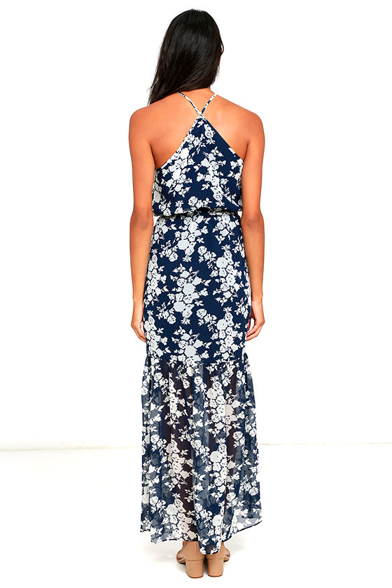 navy blue floral maxi