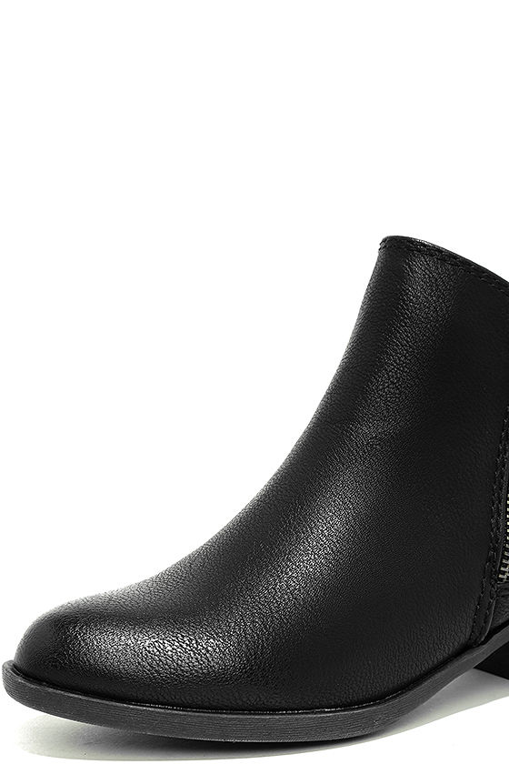 black leather ankle booties with heel