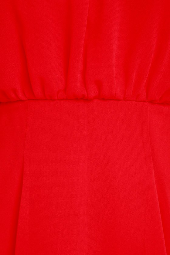 Lovely Red Dress - Skater Dress - Chiffon Dress - $49.00