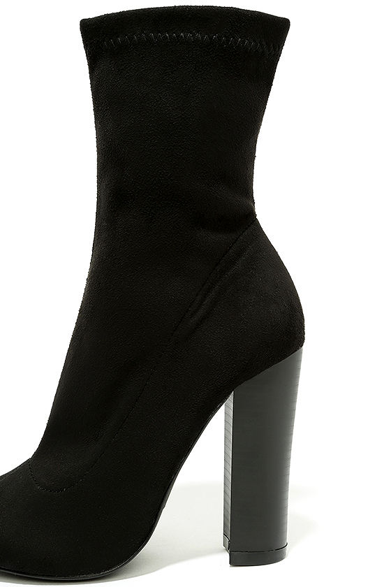 black suede peep toe booties