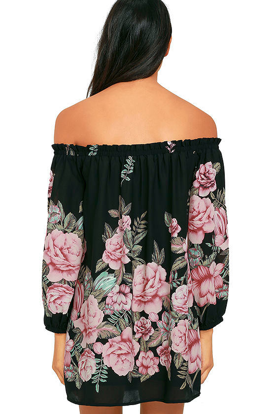 GG2073 Black Floral Coat Dress main image 1
