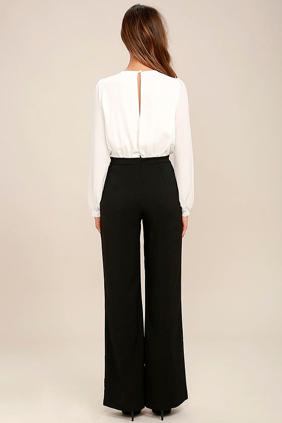 Sexy Black And White Jumpsuit WideLeg Jumpsuit 76.00