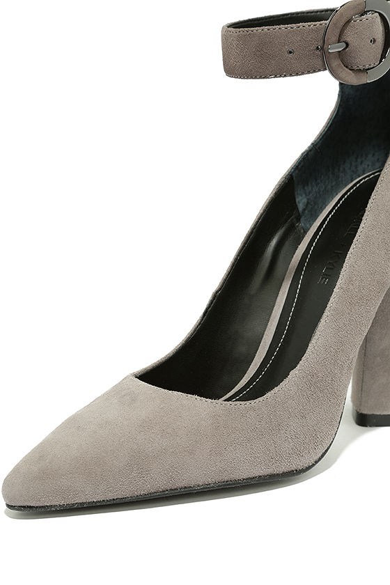 grey suede lace up heels