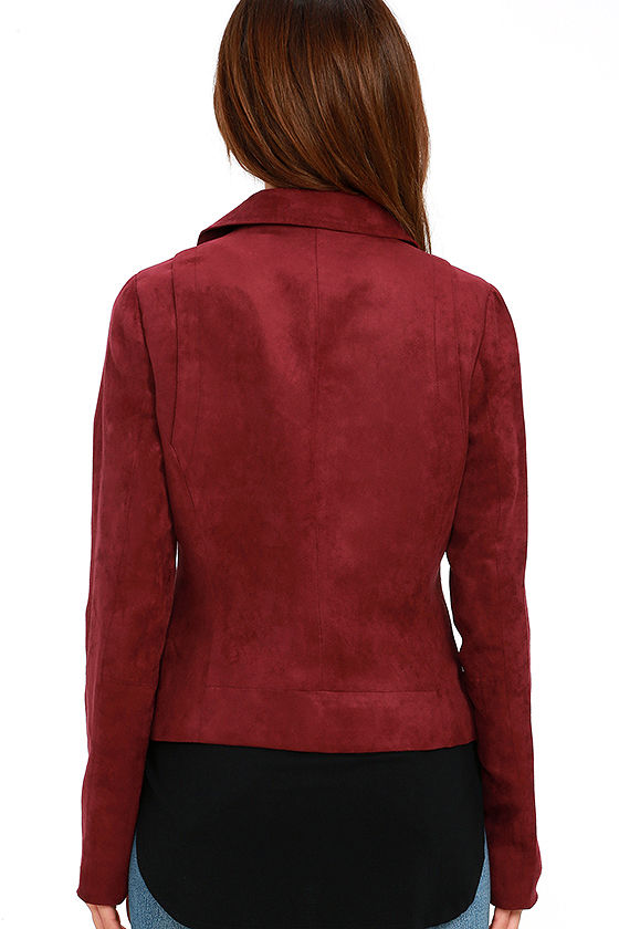 Olive & Oak Faux Suede Jacket Wine Red Jacket Moto Jacket 118.00