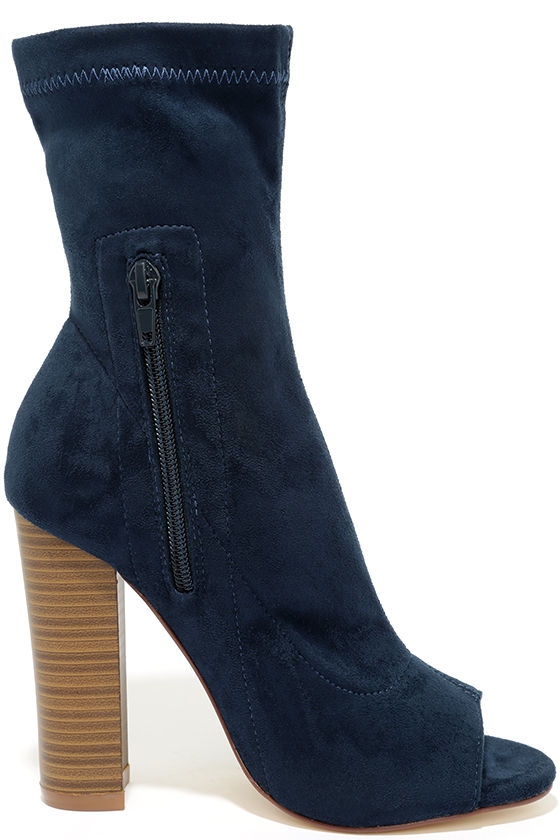 navy suede booties