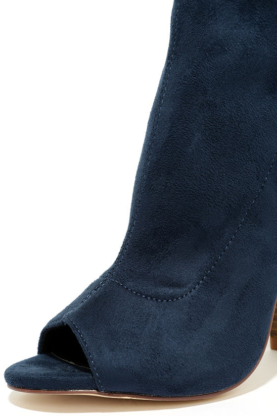 navy suede booties